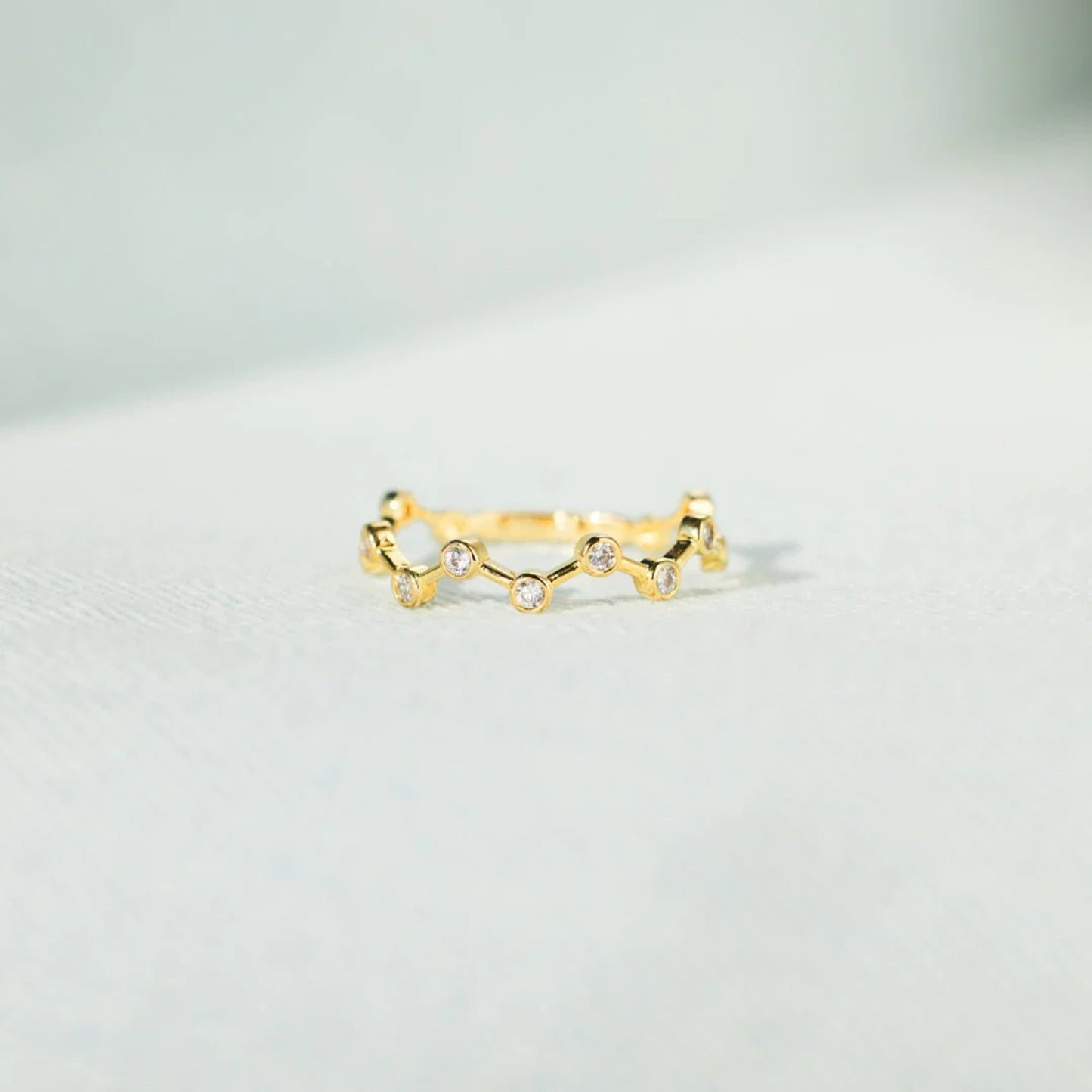 Connect The Dots 18K Gold-Plated Zircon Ring