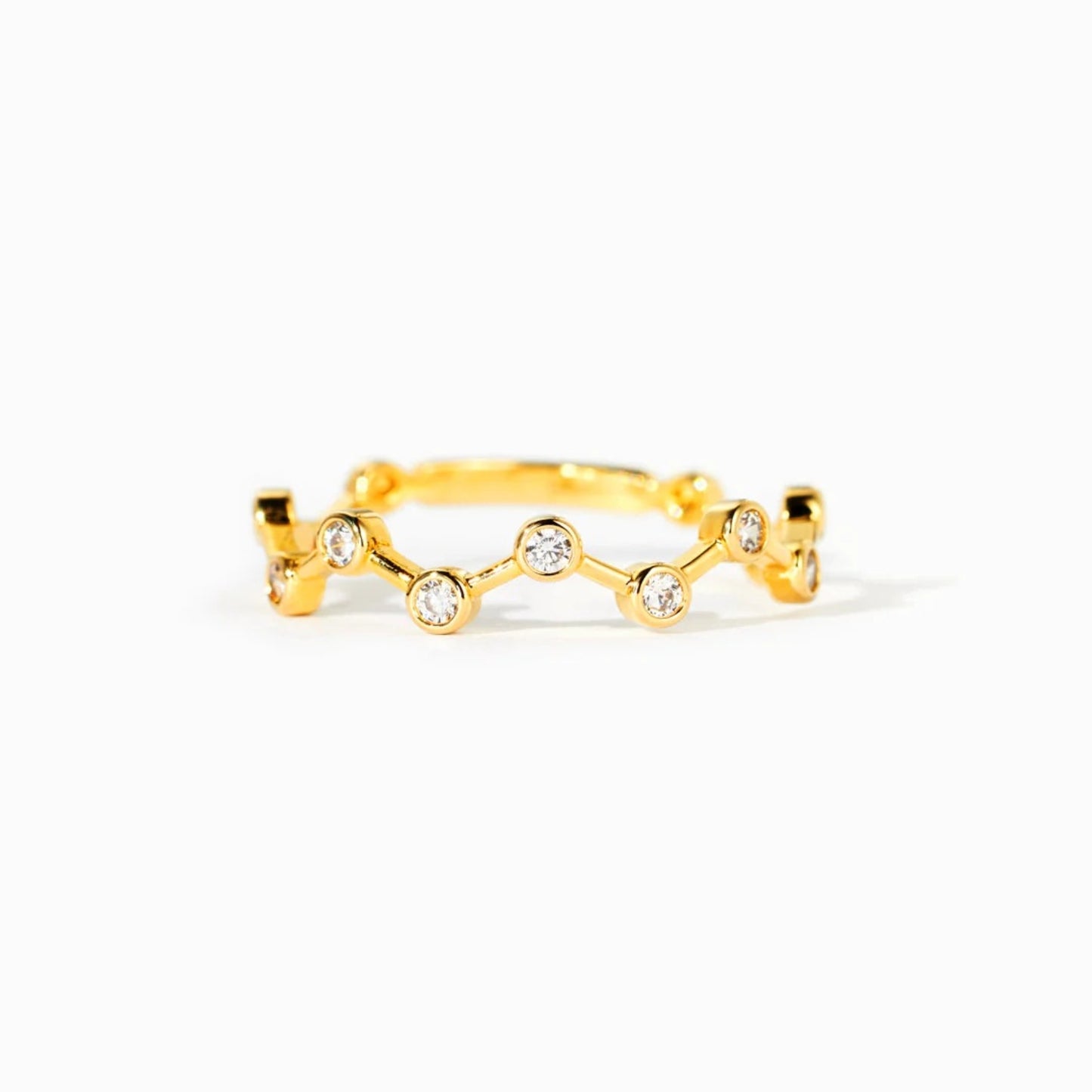 Connect The Dots 18K Gold-Plated Zircon Ring