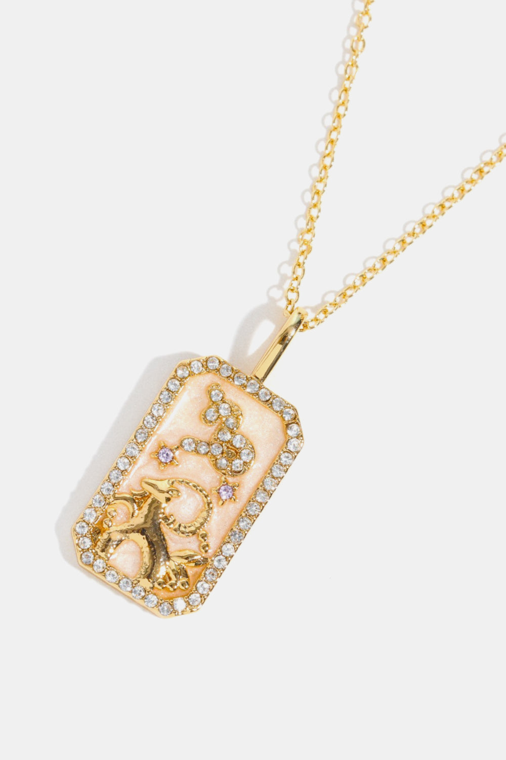 Rhinestone Horoscope Pendant Copper Necklace