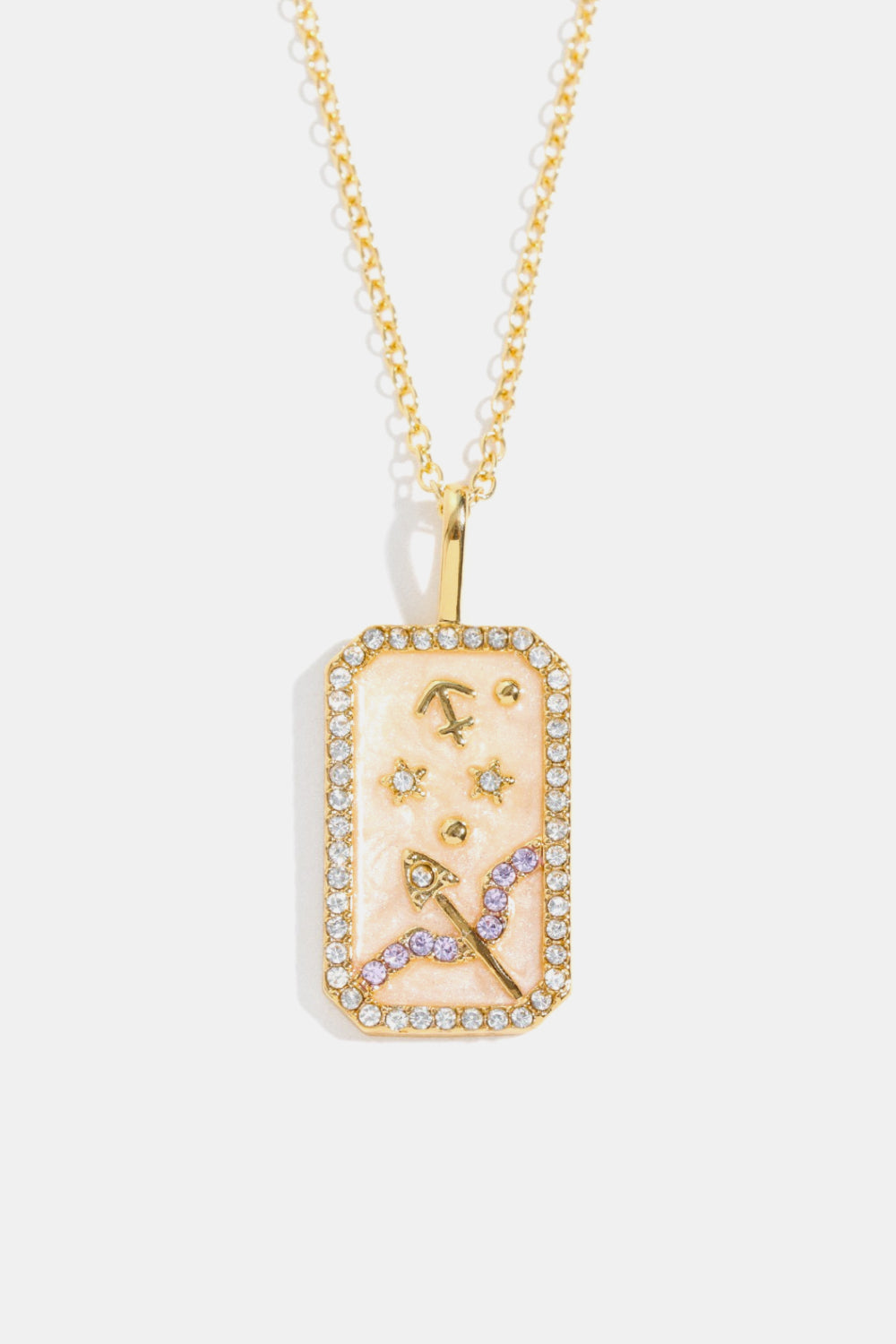 Rhinestone Horoscope Pendant Copper Necklace