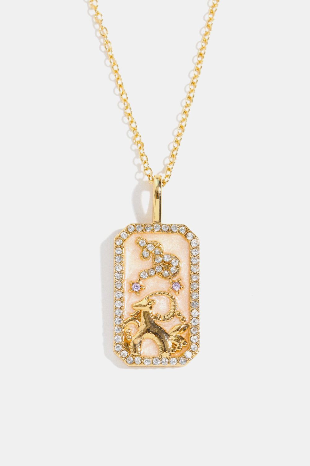 Rhinestone Horoscope Pendant Copper Necklace