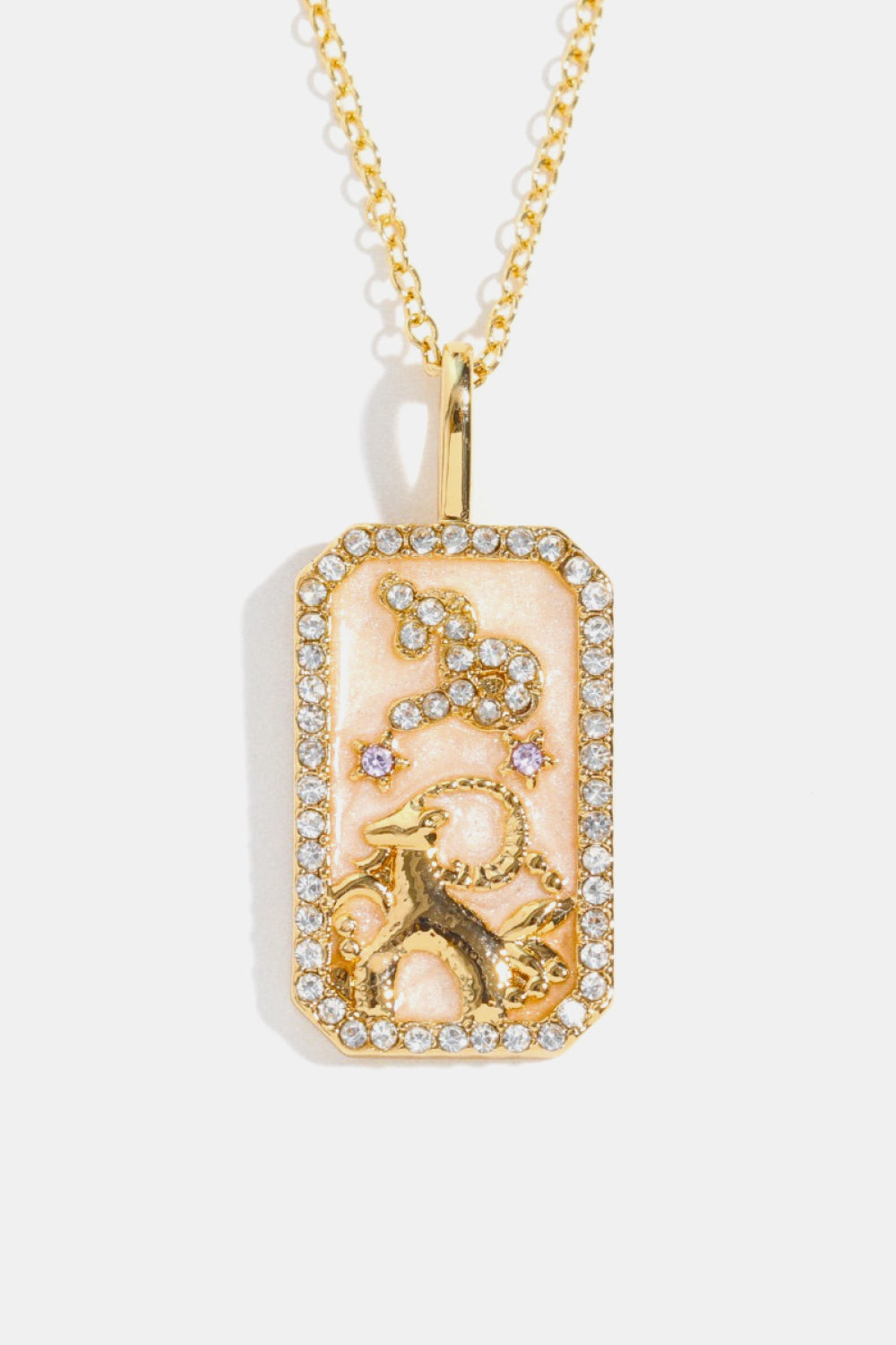 Rhinestone Horoscope Pendant Copper Necklace