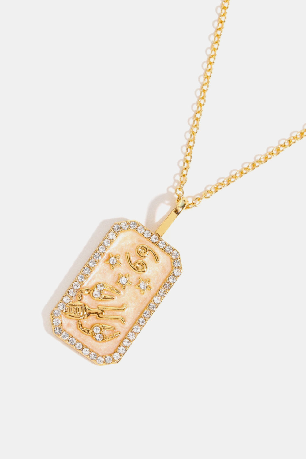 Rhinestone Horoscope Pendant Copper Necklace