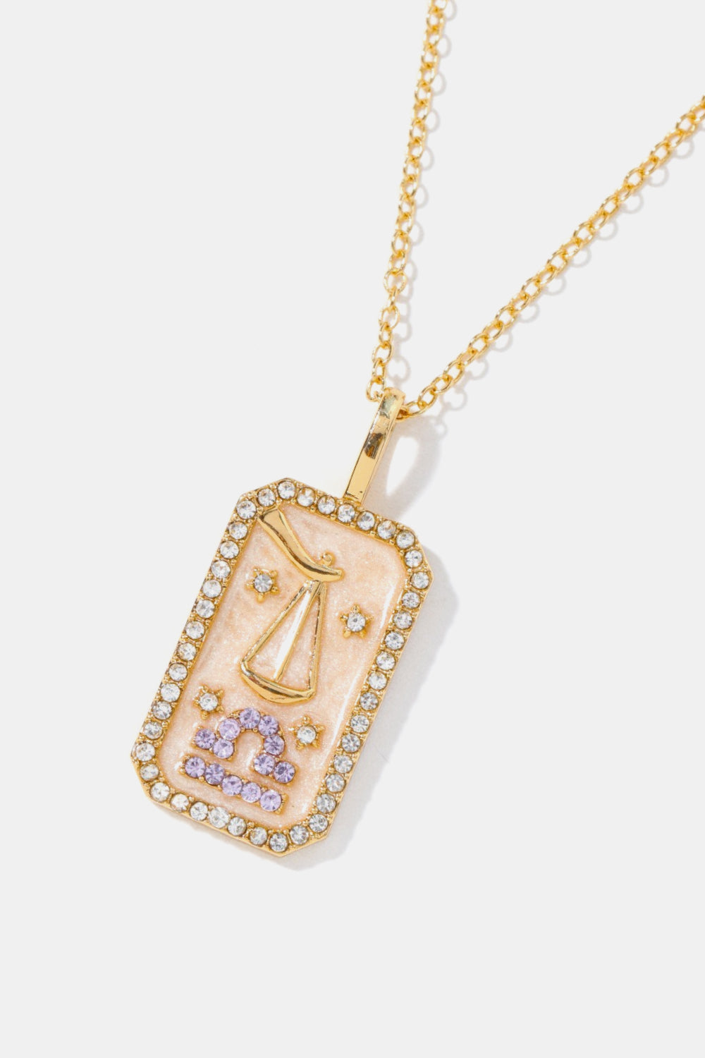 Rhinestone Horoscope Pendant Copper Necklace