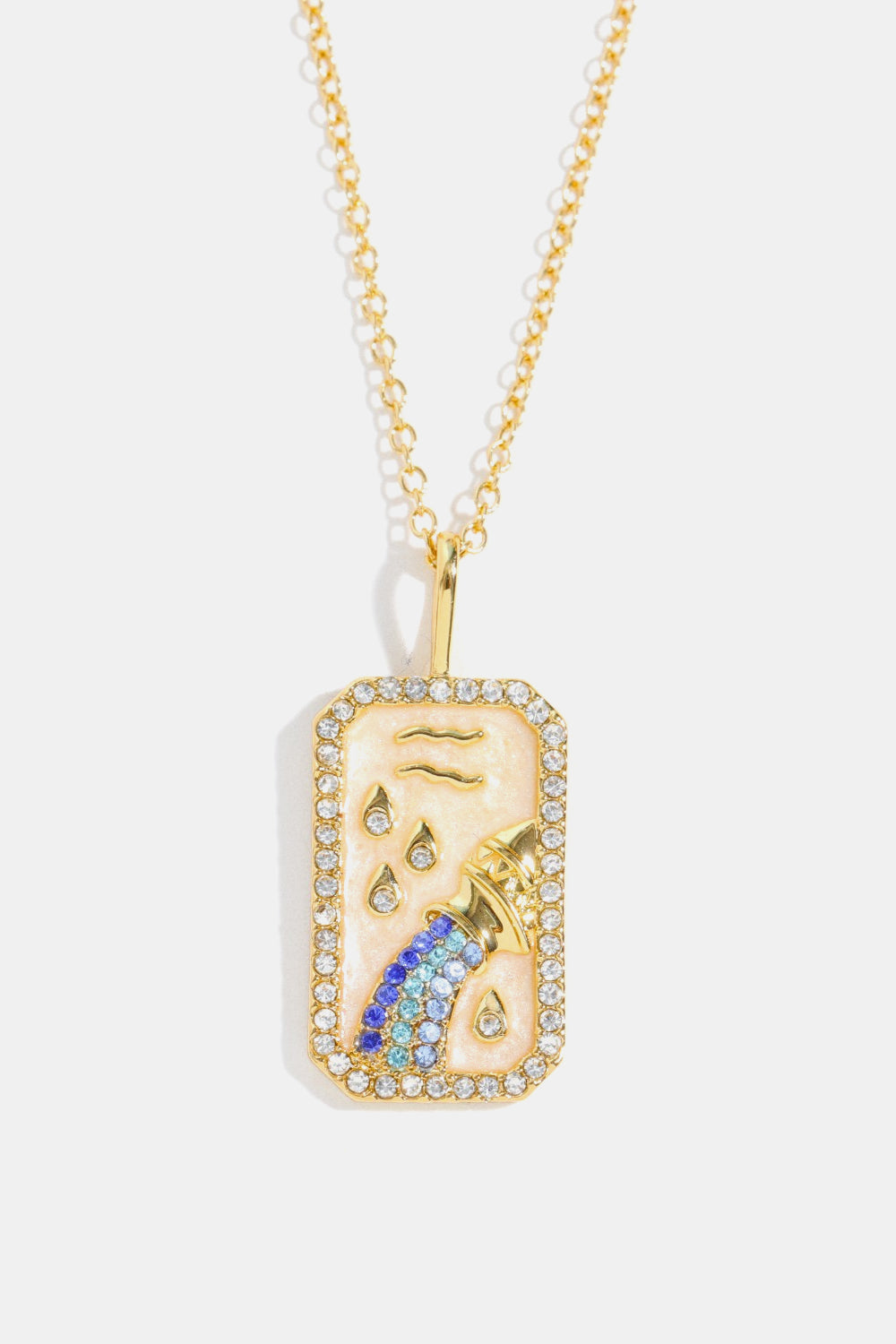 Rhinestone Horoscope Pendant Copper Necklace