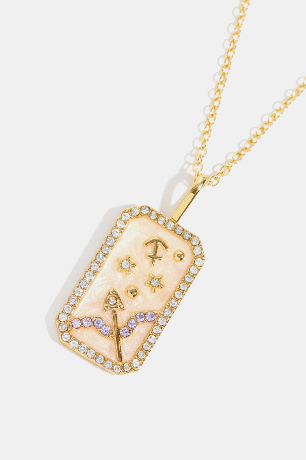 Rhinestone Horoscope Pendant Copper Necklace