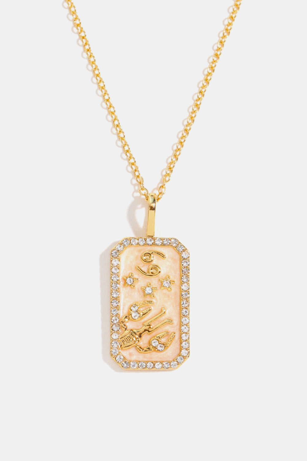 Rhinestone Horoscope Pendant Copper Necklace